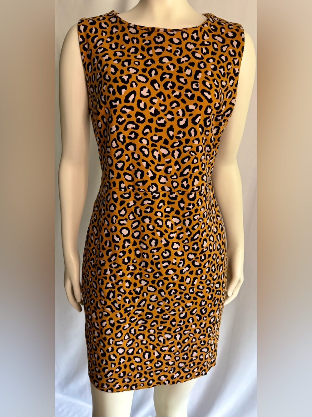 Old Navy Mustard and Black Leopard Print Midi Dress